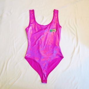 Forever 21 Metallic “Don’t Panic” Bodysuit